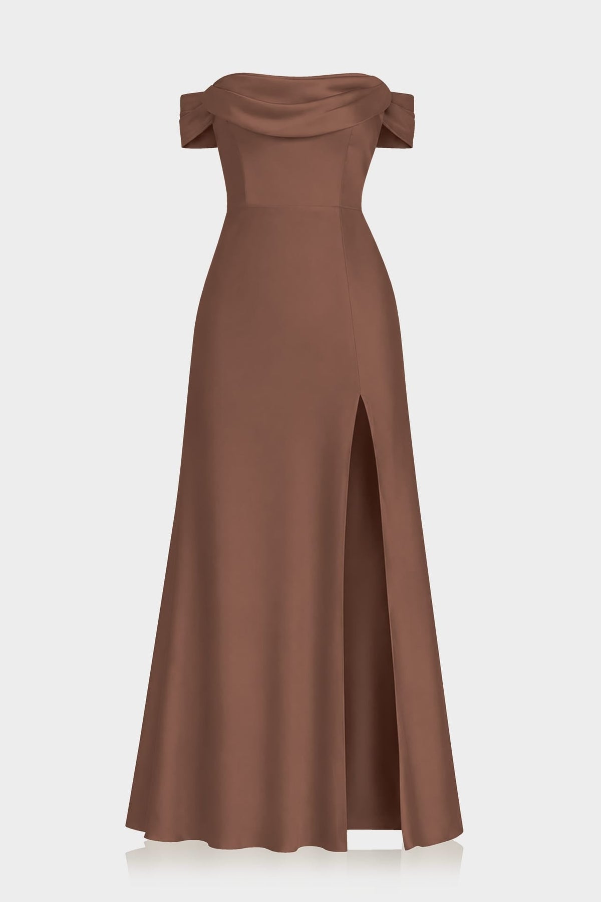 Chocolate Wedding Guest Multiway Dress in Matte Satin – Luxury Convertible Maxi Dress