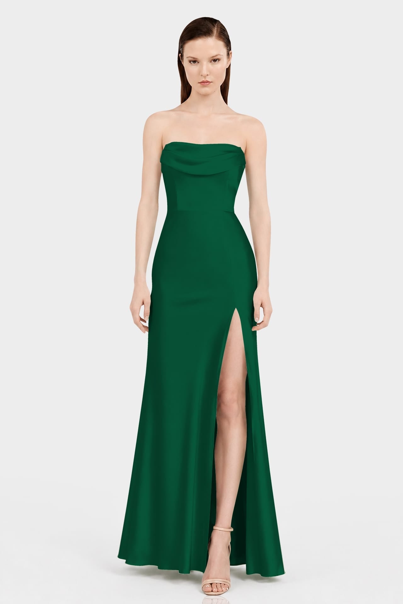 Designer Dark Green Multiway Satin Bridesmaid Dress – 3 Way Wear Formal Maxi