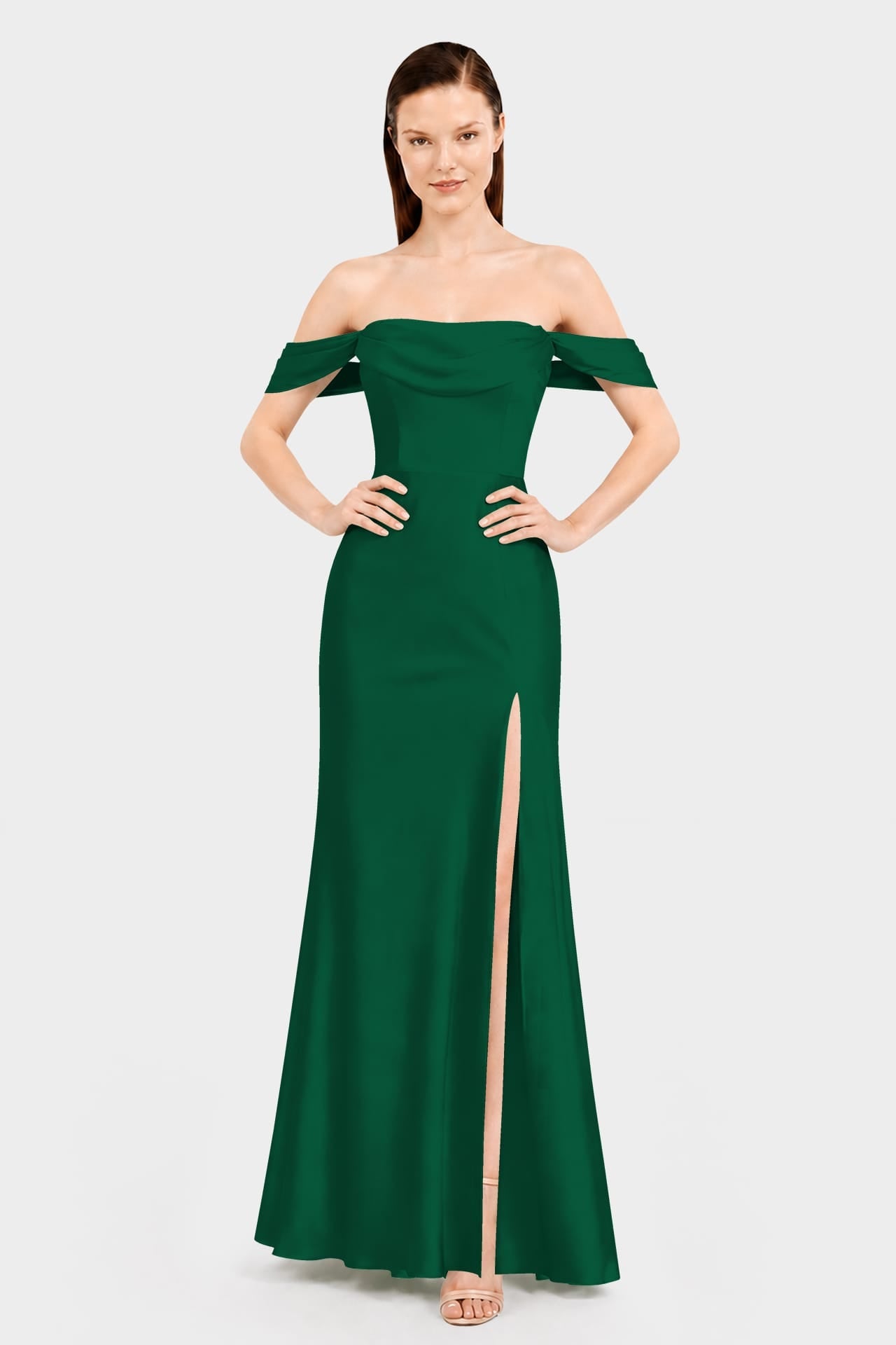 Designer Dark Green Multiway Satin Bridesmaid Dress – 3 Way Wear Formal Maxi