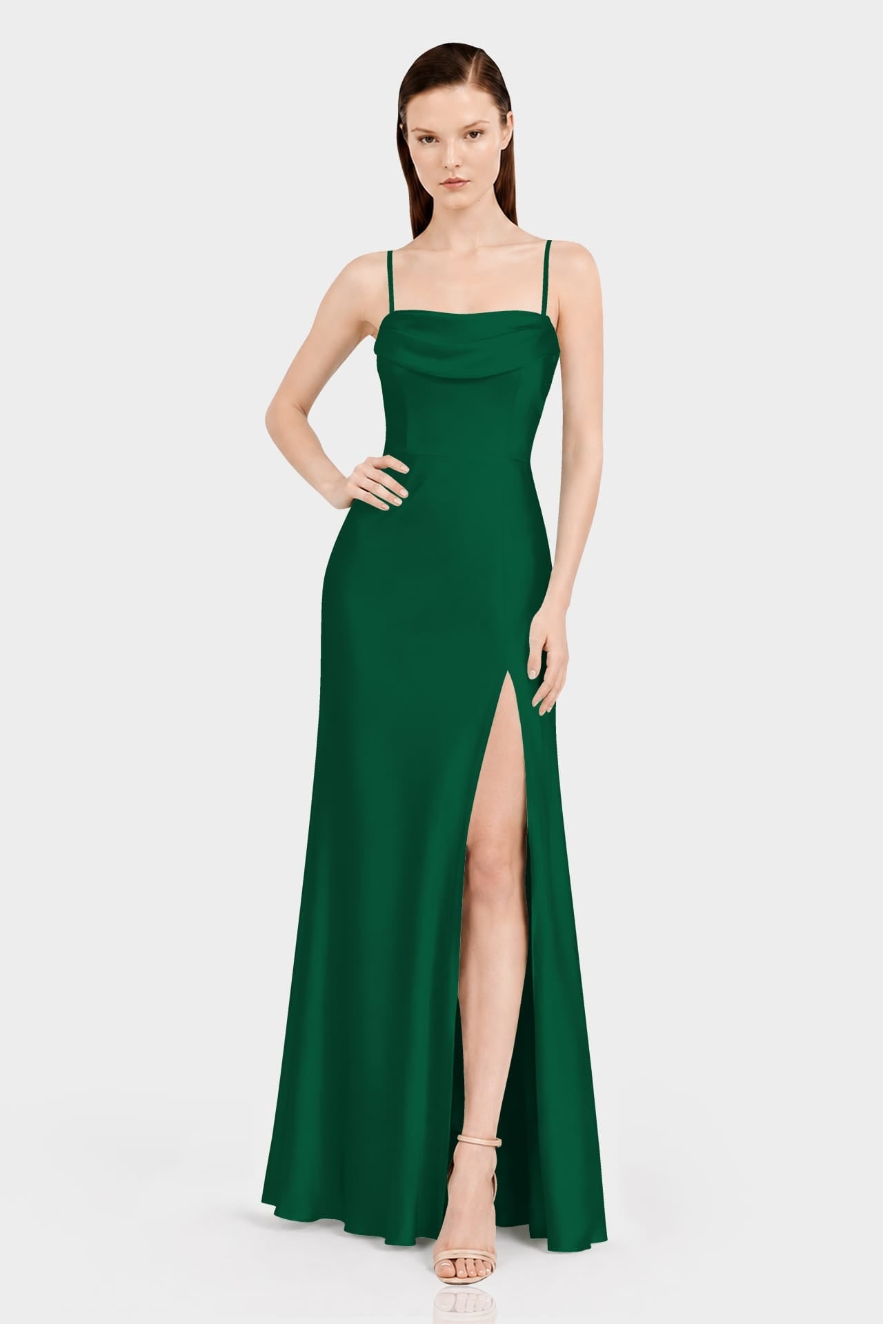 Designer Dark Green Multiway Satin Bridesmaid Dress – 3 Way Wear Formal Maxi