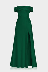 Designer Dark Green Multiway Satin Bridesmaid Dress – 3 Way Wear Formal Maxi