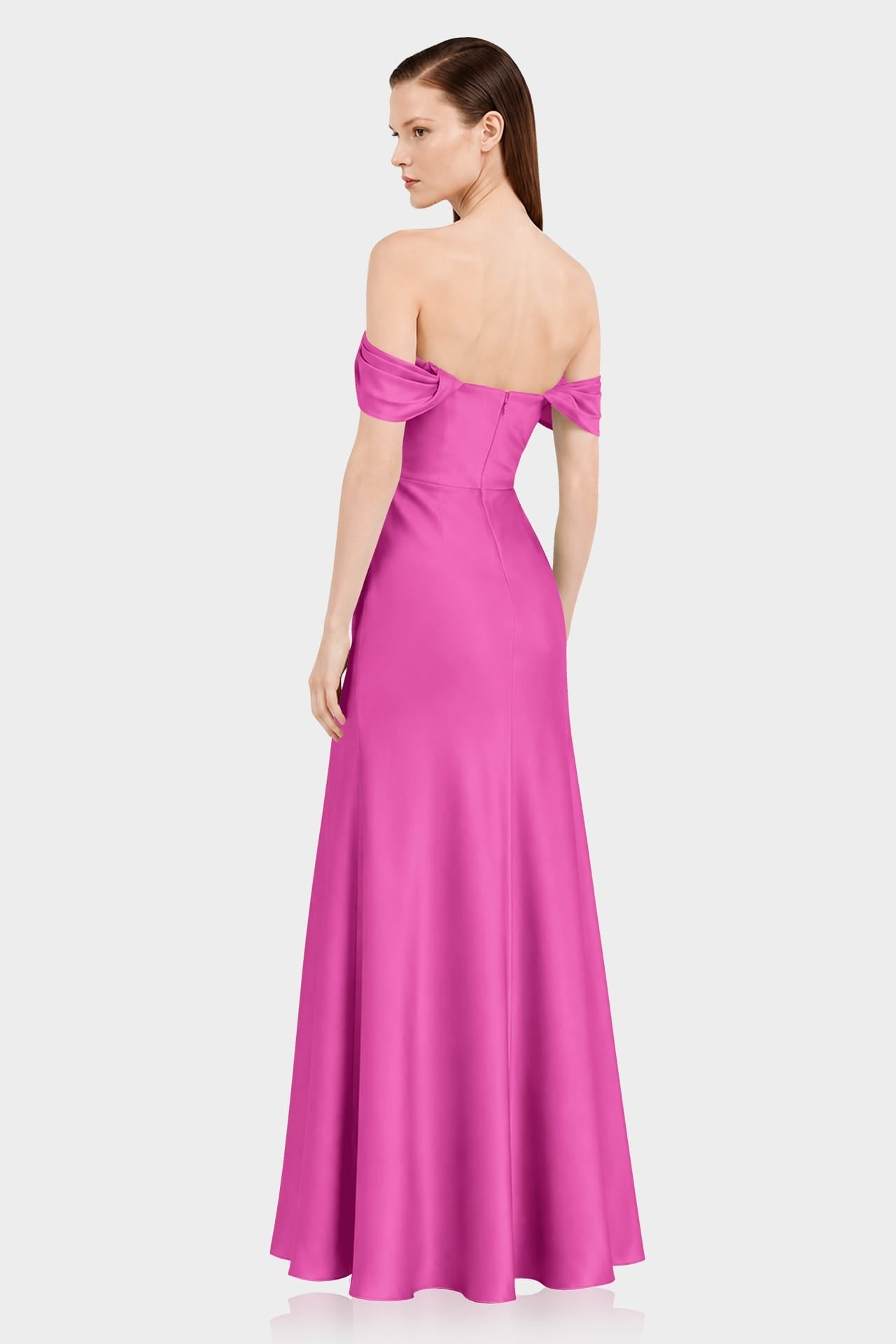 Convertible Fuchsia Satin Column Gown – Luxury Evening Dress