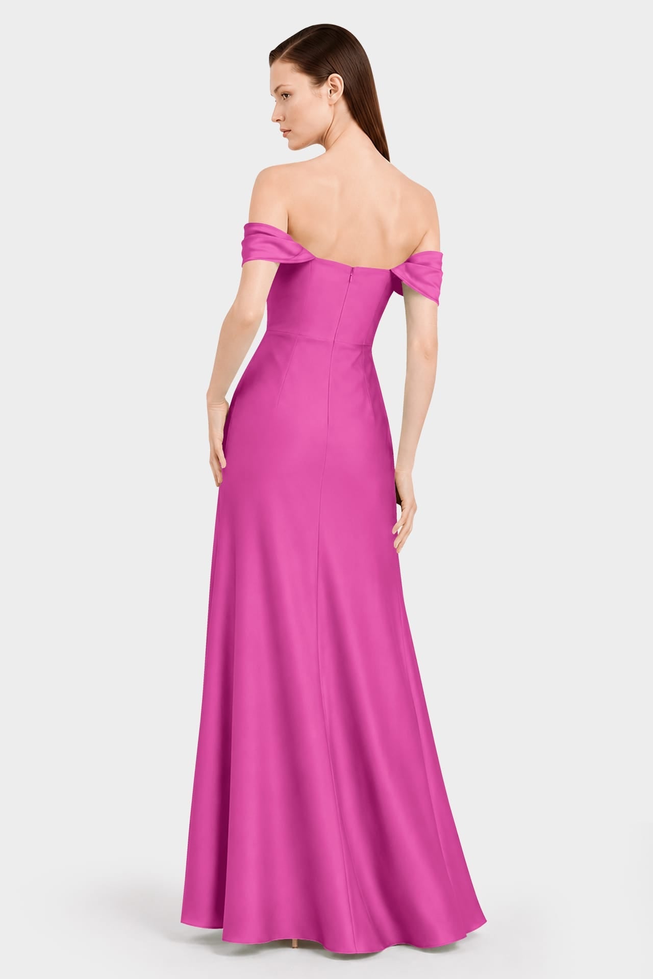 Convertible Fuchsia Satin Column Gown – Luxury Evening Dress