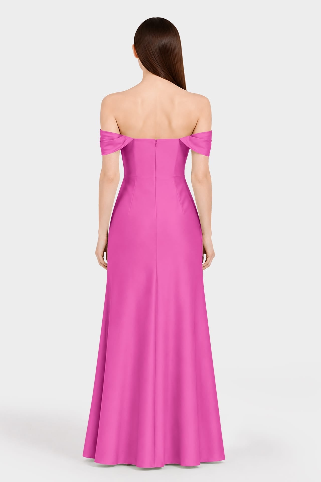 Convertible Fuchsia Satin Column Gown – Luxury Evening Dress