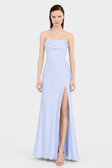 Modern Ice Blue Matte Satin Formal Maxi Dress – Garden Wedding Dress