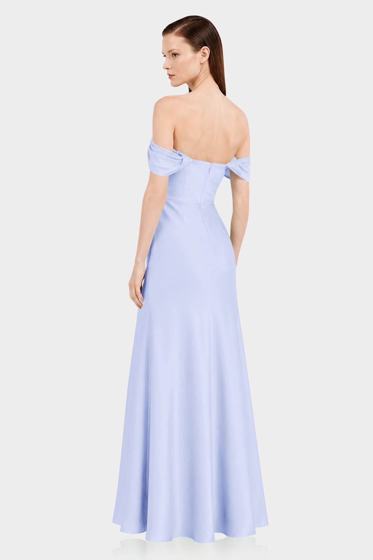 Modern Ice Blue Matte Satin Formal Maxi Dress – Garden Wedding Dress