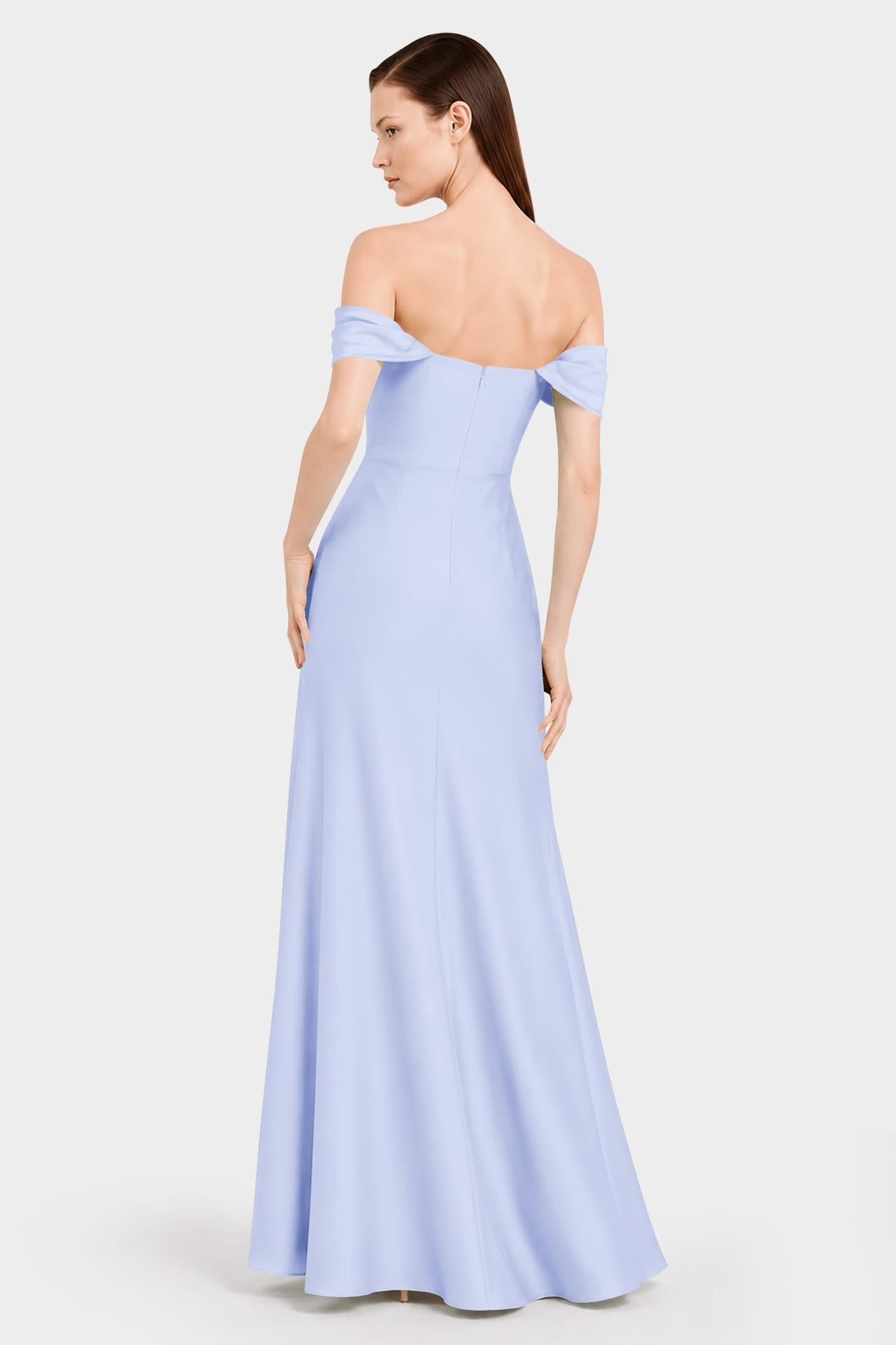 Modern Ice Blue Matte Satin Formal Maxi Dress – Garden Wedding Dress