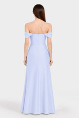 Modern Ice Blue Matte Satin Formal Maxi Dress – Garden Wedding Dress