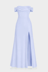 Modern Ice Blue Matte Satin Formal Maxi Dress – Garden Wedding Dress
