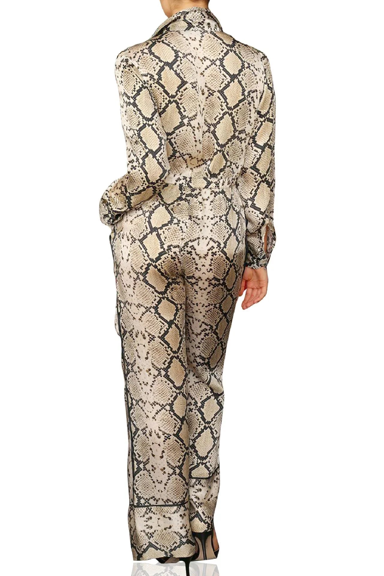 Collar Jumpsuit-Animal Print