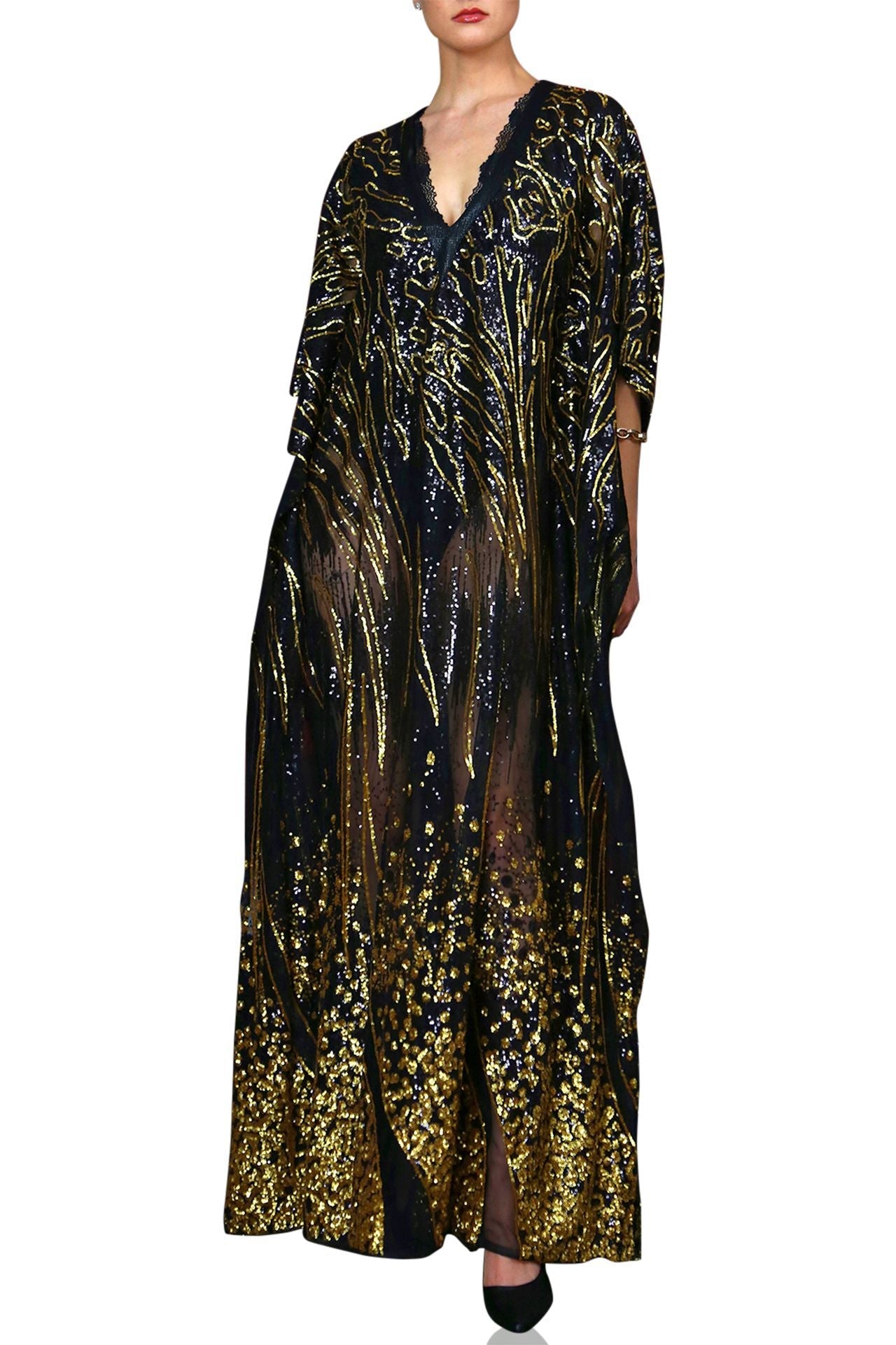 Chiffon Crystal Couture Caftan - Luxury Evening Wear Kaftan