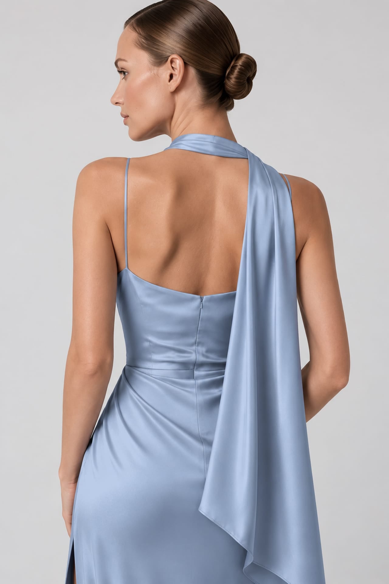 Hydrangea Print Satin Slip Maxi Dress