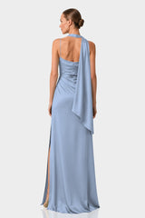 Hydrangea Print Satin Slip Maxi Dress
