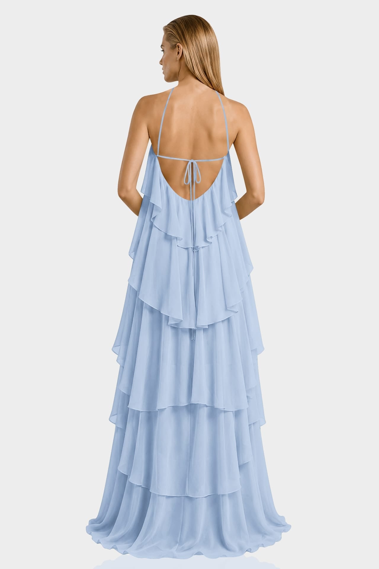 Powder Blue Tiered Ruffle Maxi Dress