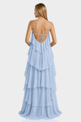 Powder Blue Tiered Ruffle Maxi Dress