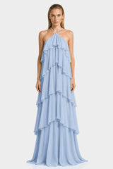 Powder Blue Tiered Ruffle Maxi Dress