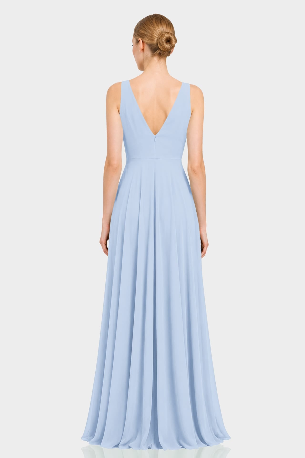Powder Blue Cowl Neck Chiffon A-Line Maxi Dress