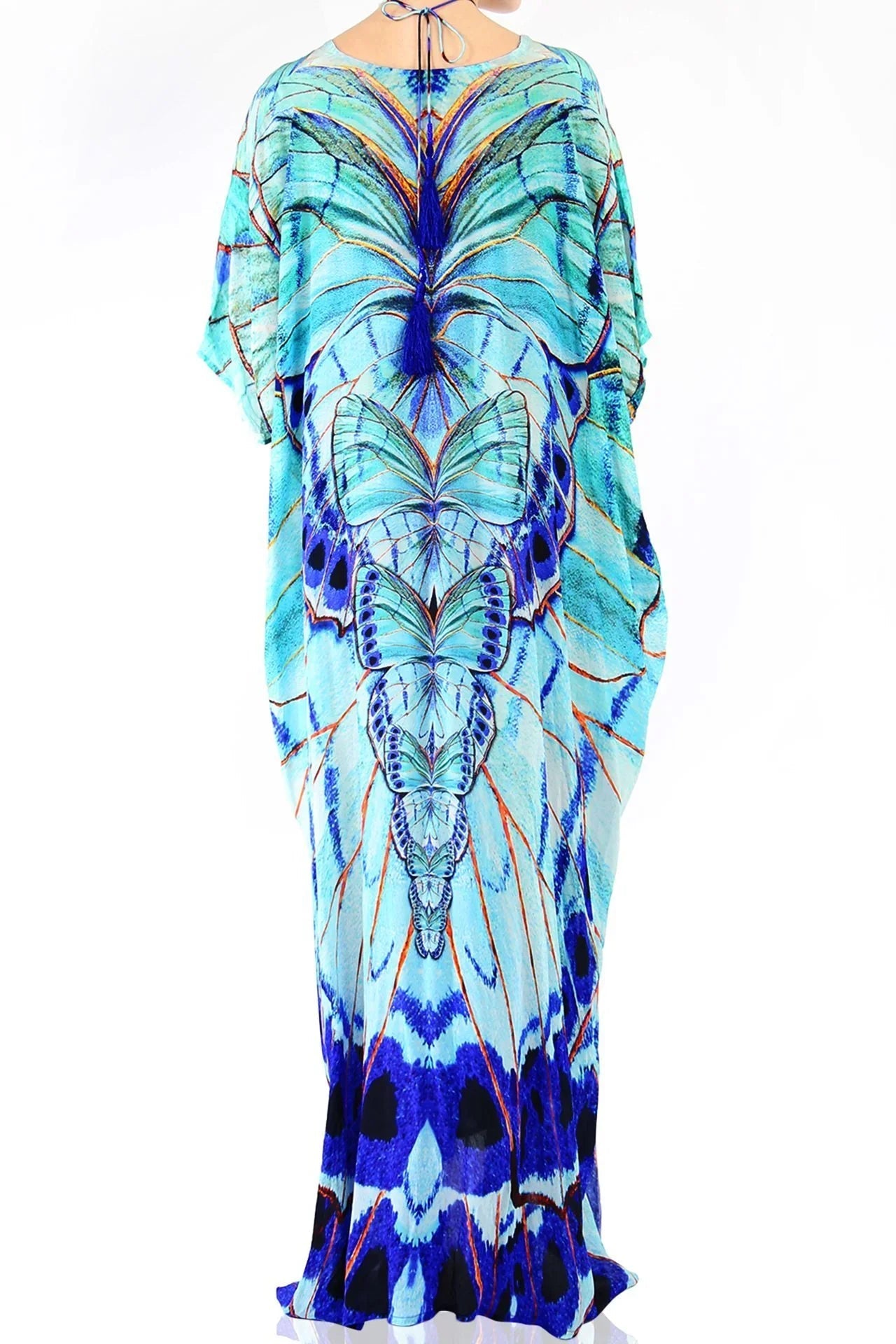 Butterfly Print Lace Up Kaftan