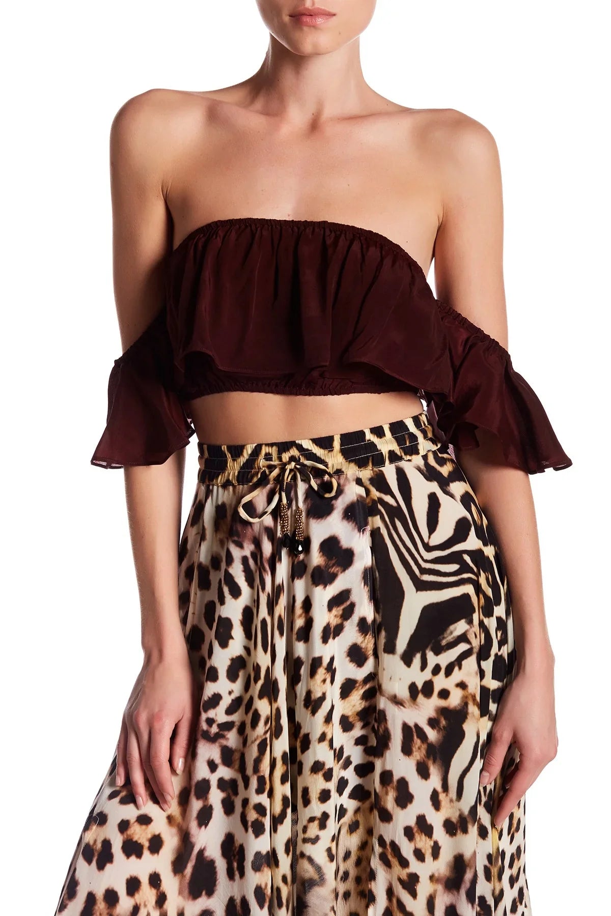 Crop Off Shoulder Top In Solid