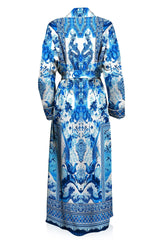 Azure Belted Long Pajama Robe