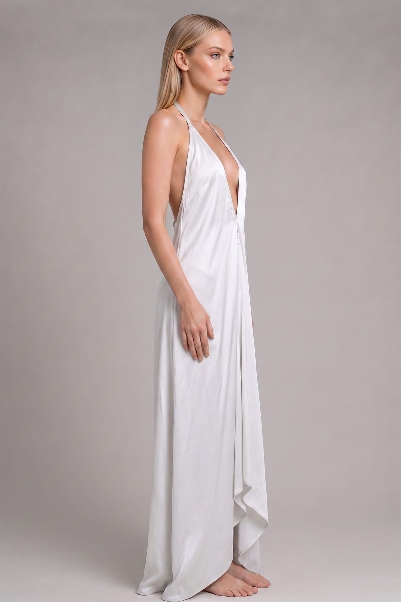 Convertible White Halter Wedding Dress