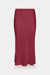 Bordeaux Luxe Satin Midi Skirt