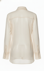 Cream Sheer Silk Organza Utility Shirt