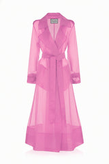 Blush Pink Sheer Silk Organza Trench Coat – Romantic Wedding & Summer Layer