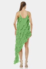 Carmen Mint Green High Low Dress With Ruffles