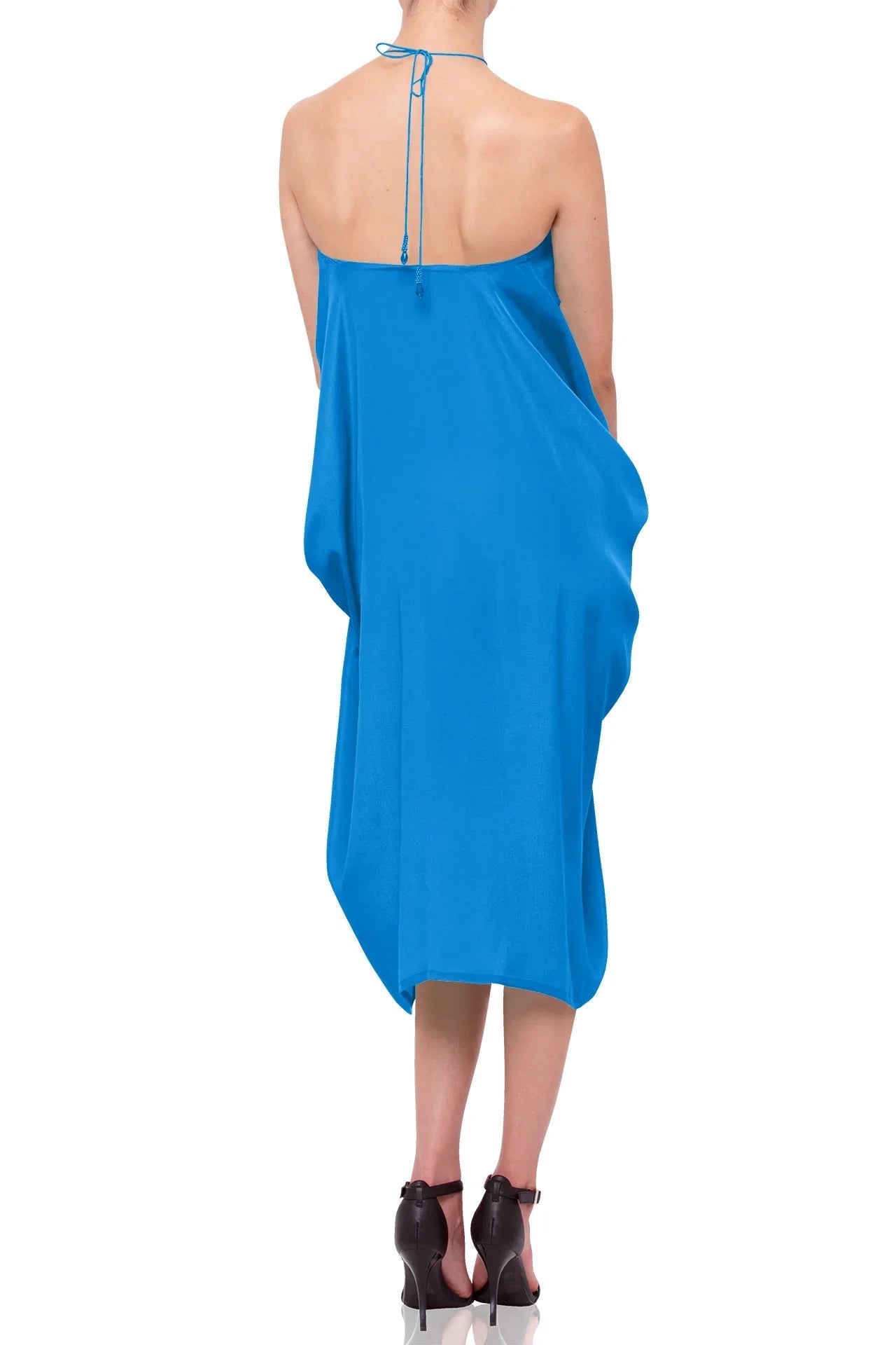 Cobalt Blue Viscose Silk Off-Shoulder Kaftan Cover-Up