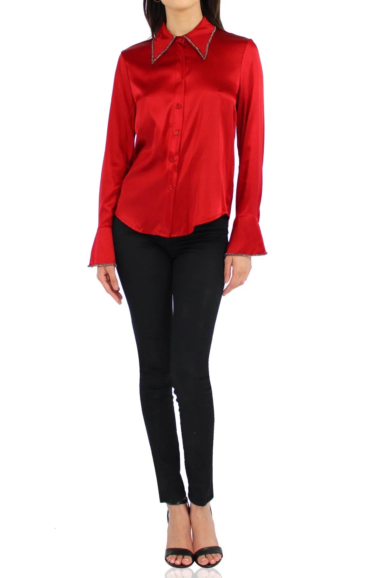 Designer Button Down Shirt In Red
