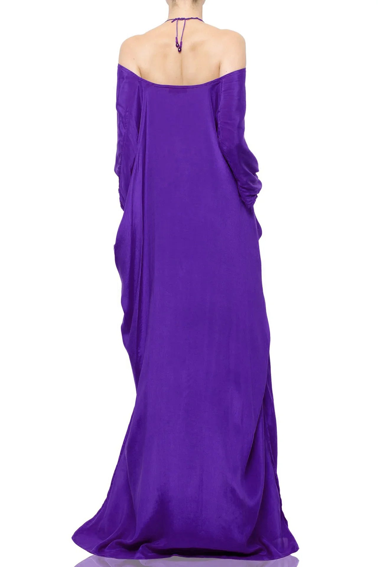 Dark Purple Lace-Up Kaftan Maxi Dress