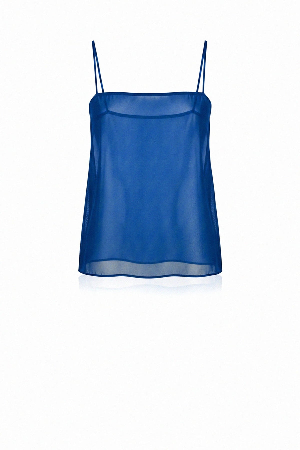 Designer Blue Silk Organza Camisole with Adjustable Straps