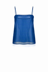 Designer Blue Silk Organza Camisole with Adjustable Straps
