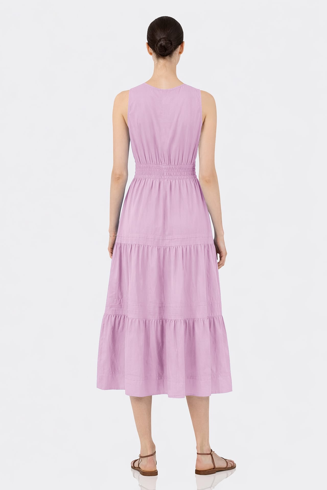 Candy Pink Women's Organic Cotton Midi Dress – Casual Luxury Cotton Dress