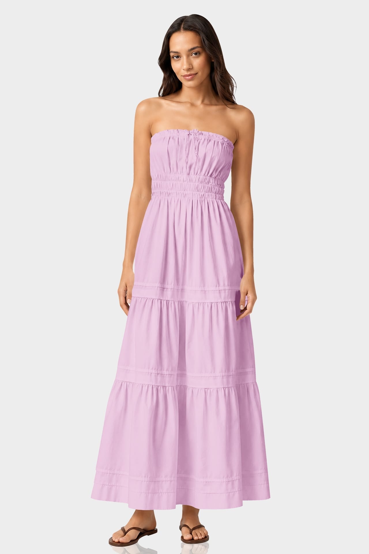 Candy Pink Cotton Poplin Maxi Dress – Strapless Vacation Dress for Women