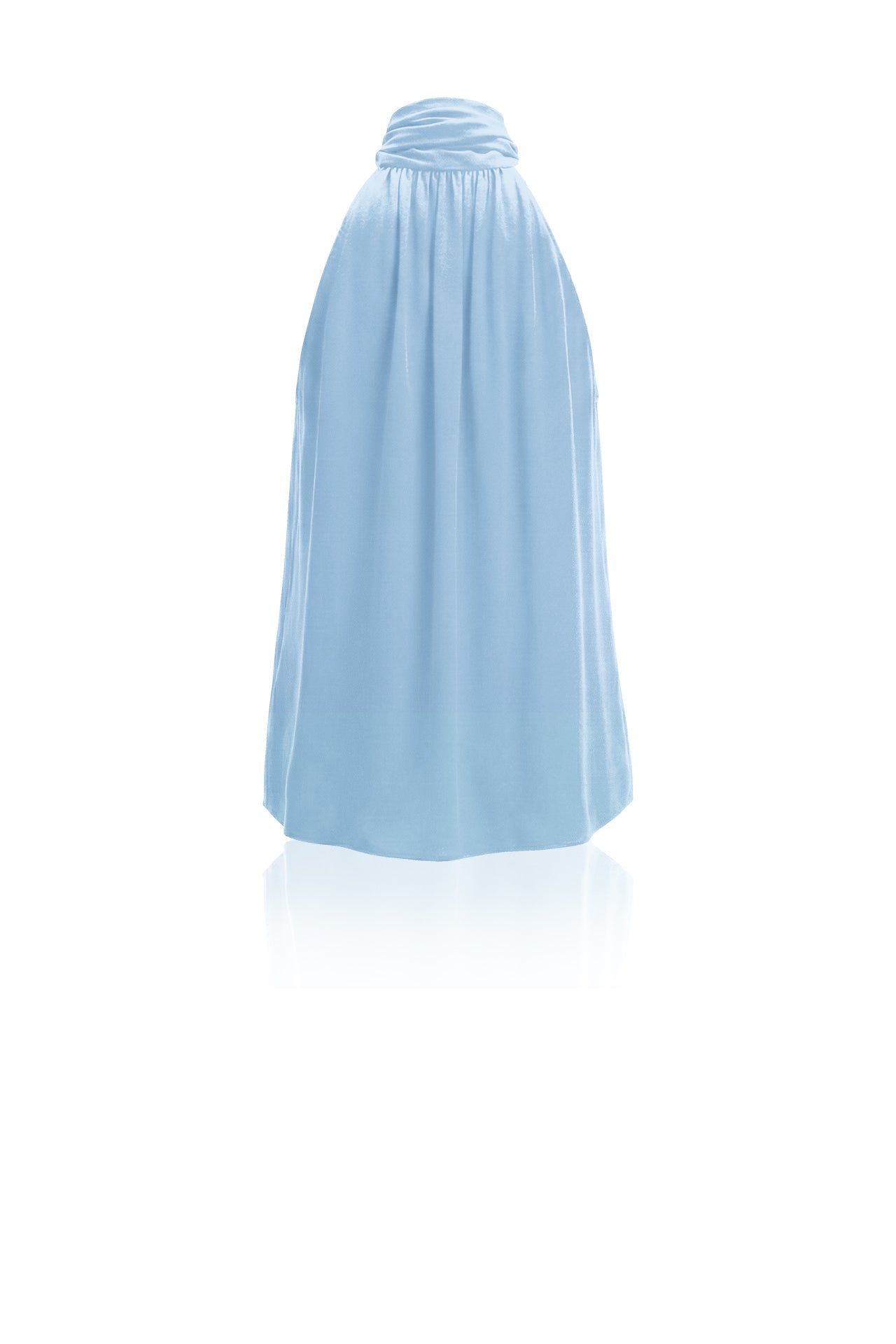 Sleeveless Silk Tie-Neck Blouse in Powder Blue