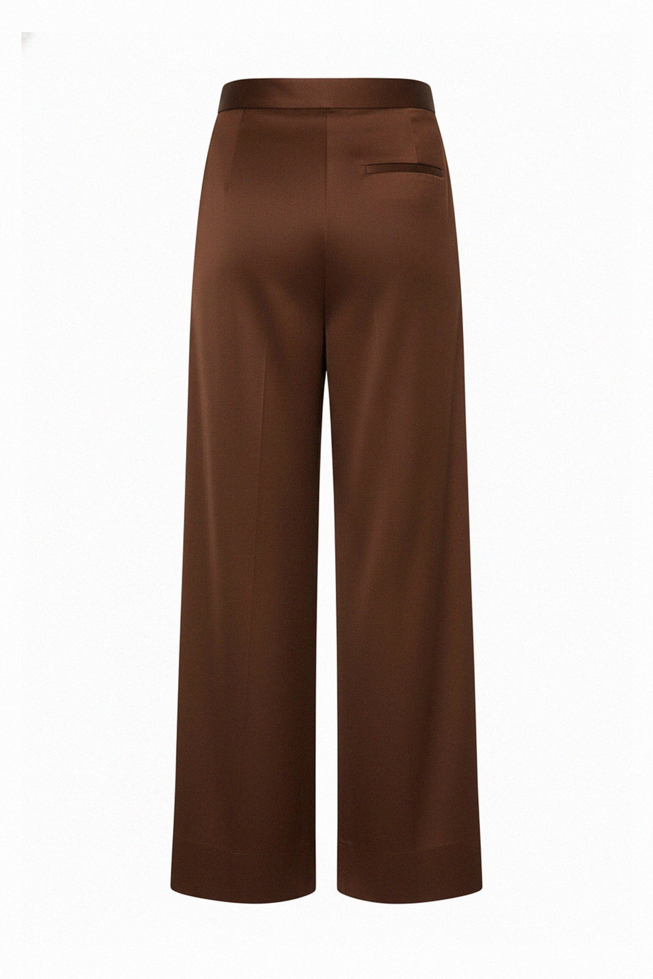 Brown Satin Wide-Leg Trousers for Women