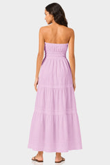 Candy Pink Cotton Poplin Maxi Dress – Strapless Vacation Dress for Women