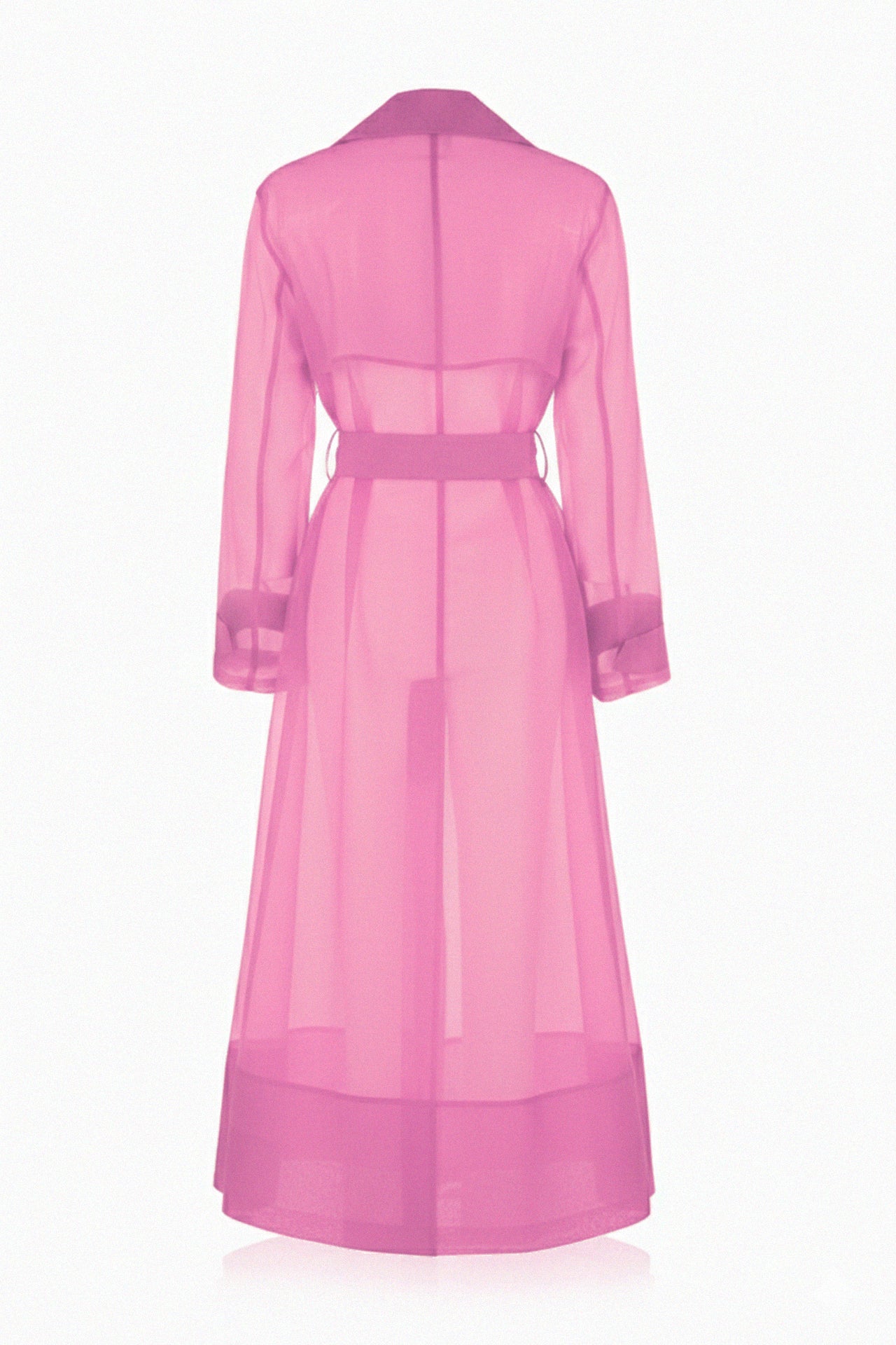 Blush Pink Sheer Silk Organza Trench Coat – Romantic Wedding & Summer Layer