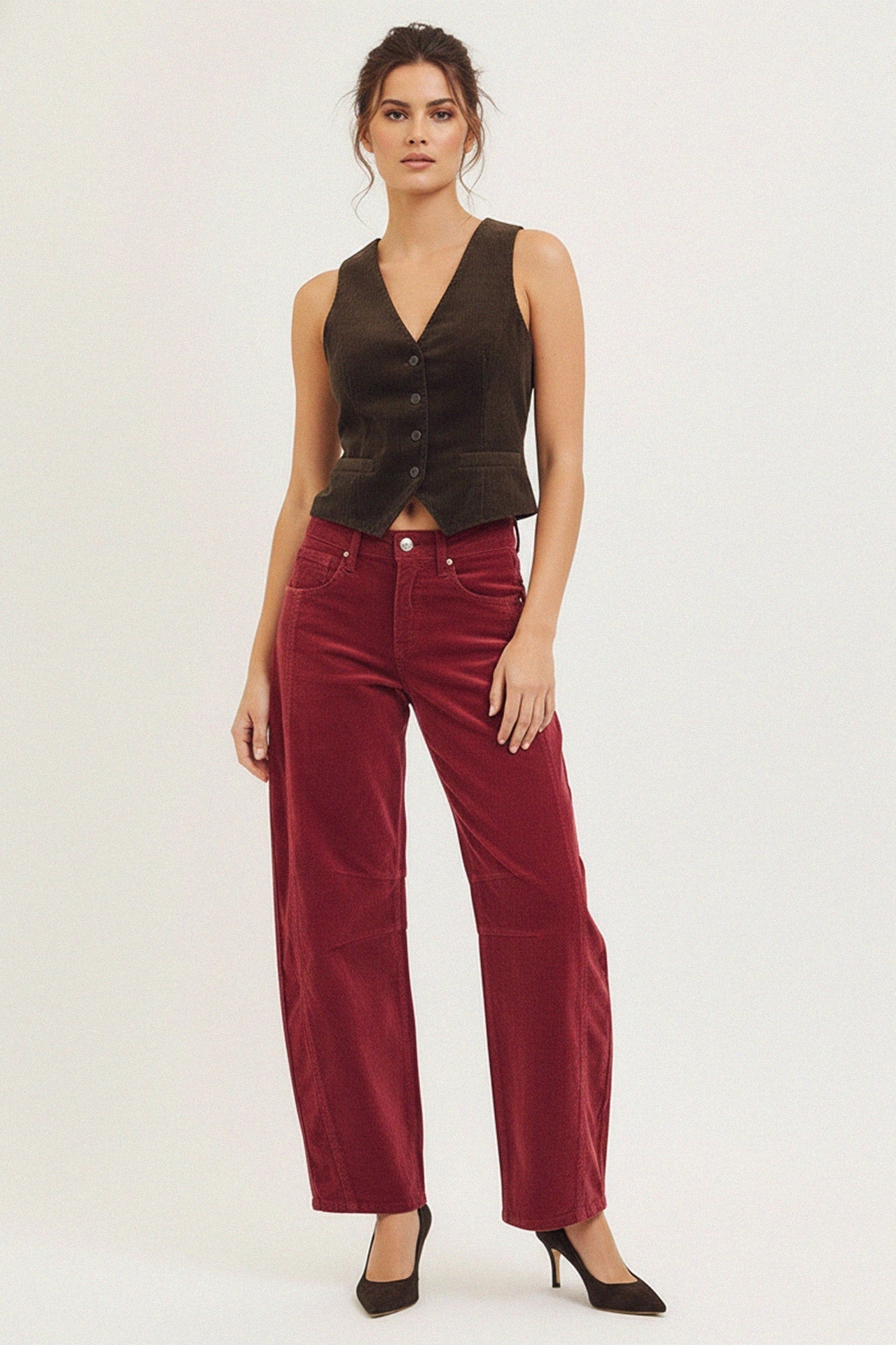Corduroy Vest & Wide-Leg Pants Set for Women – Premium Casual Chic