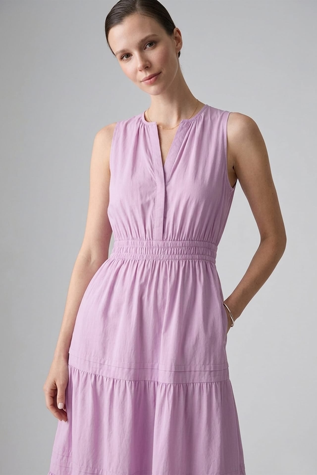 Candy Pink Women's Organic Cotton Midi Dress – Casual Luxury Cotton Dress