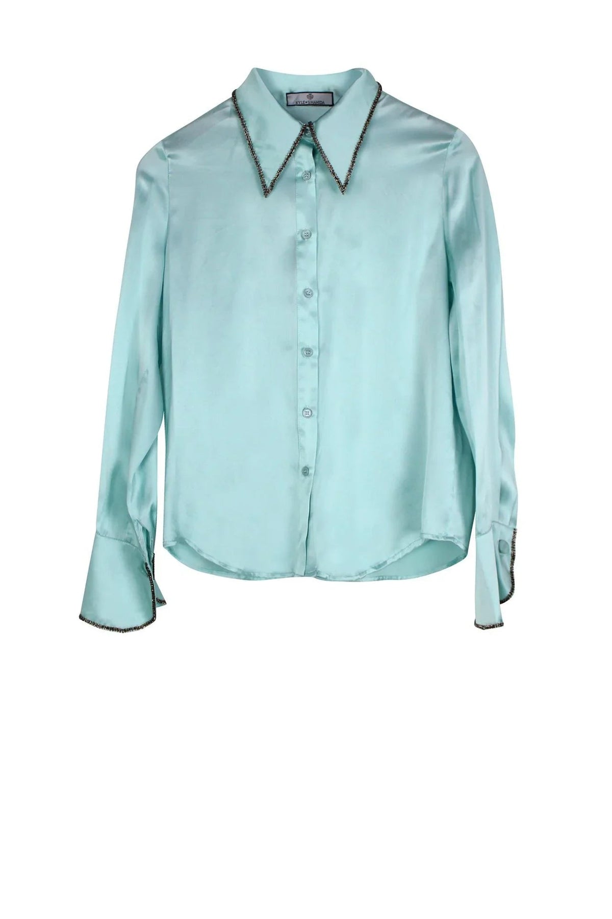Designer Button Down Shirt In Aqua