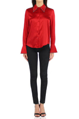 Designer Button Down Shirt In Red
