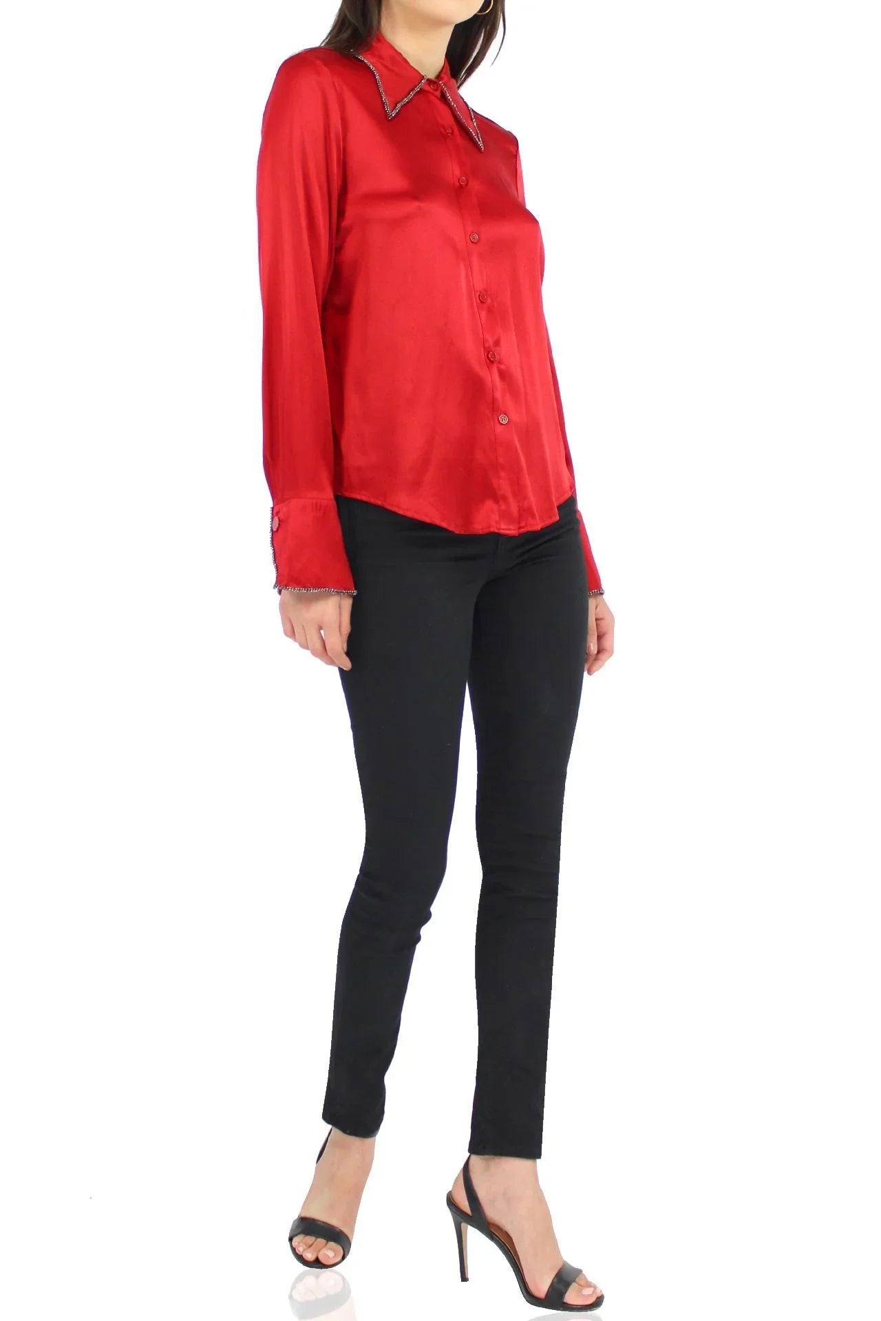 Designer Button Down Shirt In Red