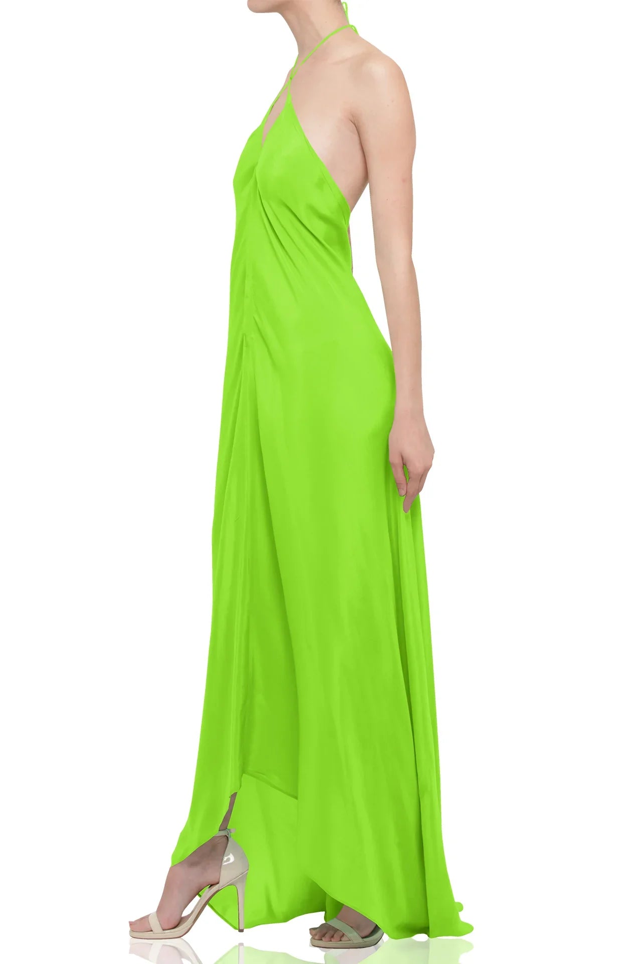 Designer Green Maxi Handkerchief Dress