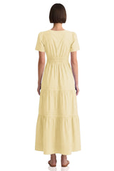 Champagne Two Tiered Soft Cotton Poplin Maxi Dress