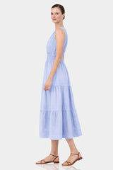 Icy Blue Organic Cotton Midi Dress for Women – Effortless Luxury Day Dress