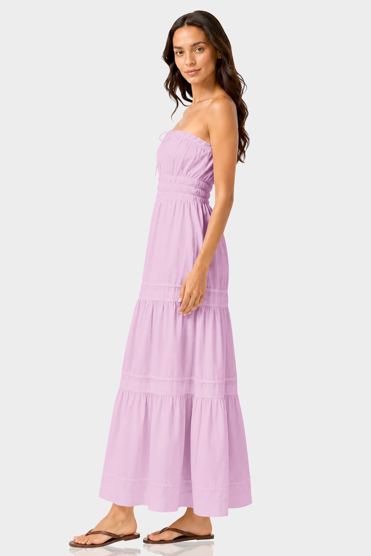 Candy Pink Cotton Poplin Maxi Dress – Strapless Vacation Dress for Women