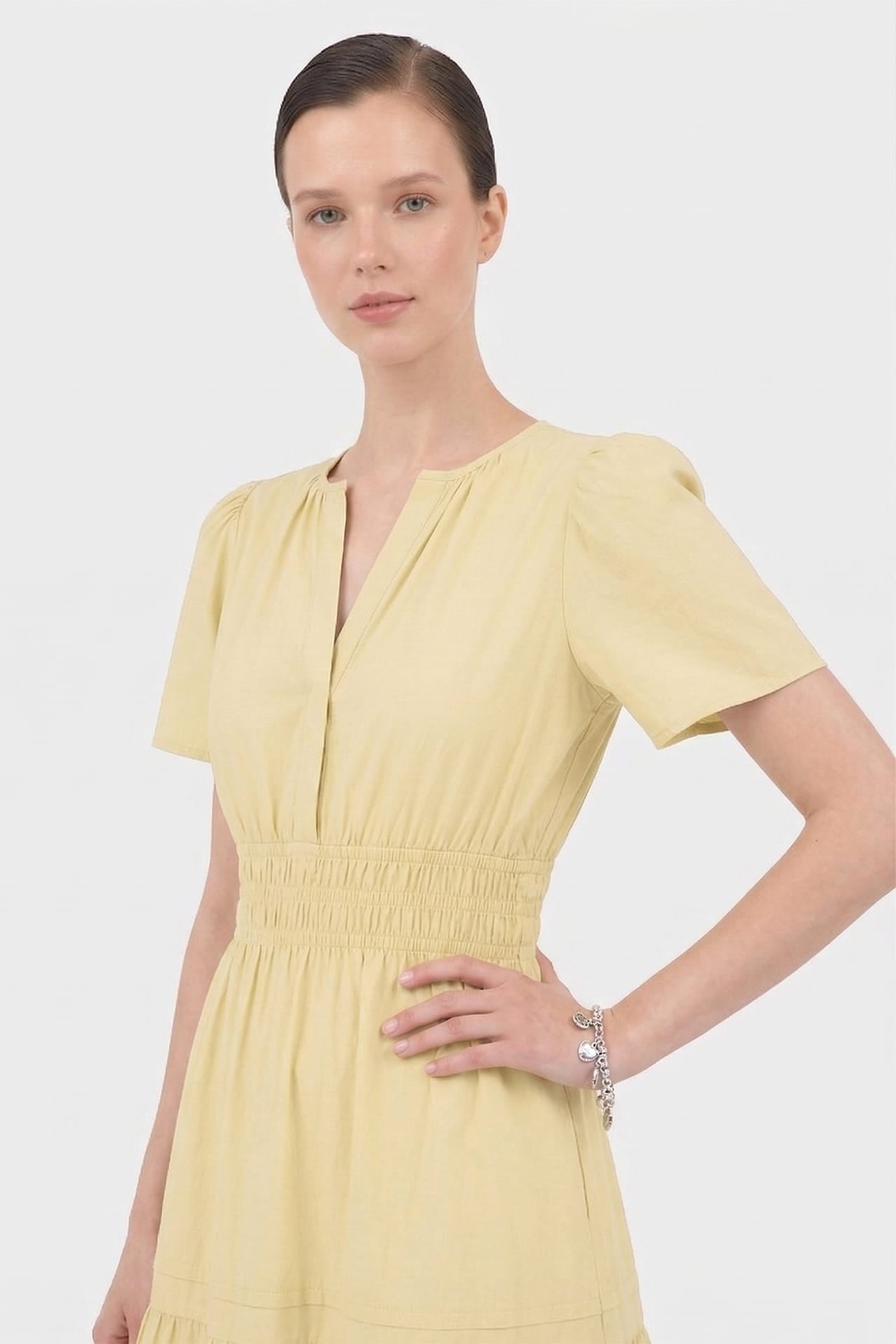 Champagne Cotton Workwear Dress for Women – Cotton Midi Dress